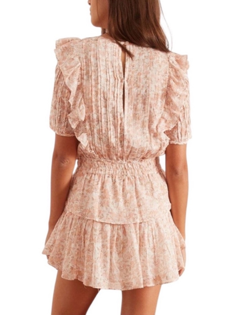 NEW LoveShackFancy Natasha High Neck Mini Dress Vanilla Foam color size Small - Picture 3 of 8